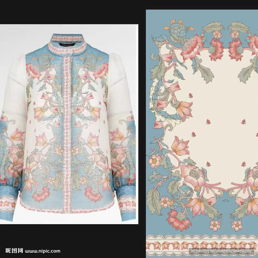 矢量图复古花卉边框图案设计