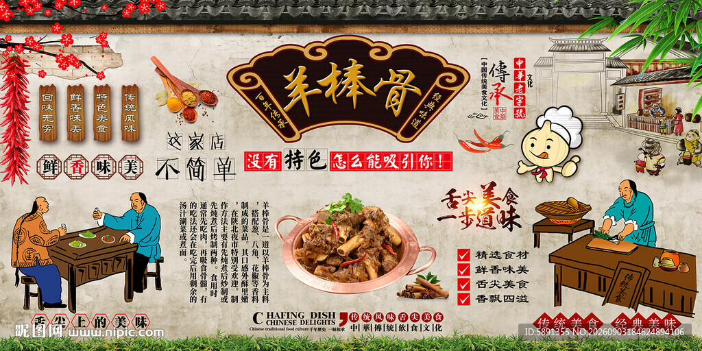 羊棒骨背景墙