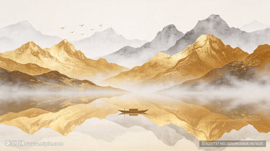 金色山水画