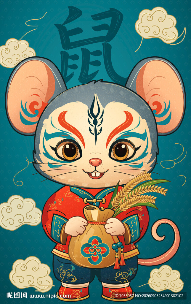 国潮生肖鼠灵鼠献瑞