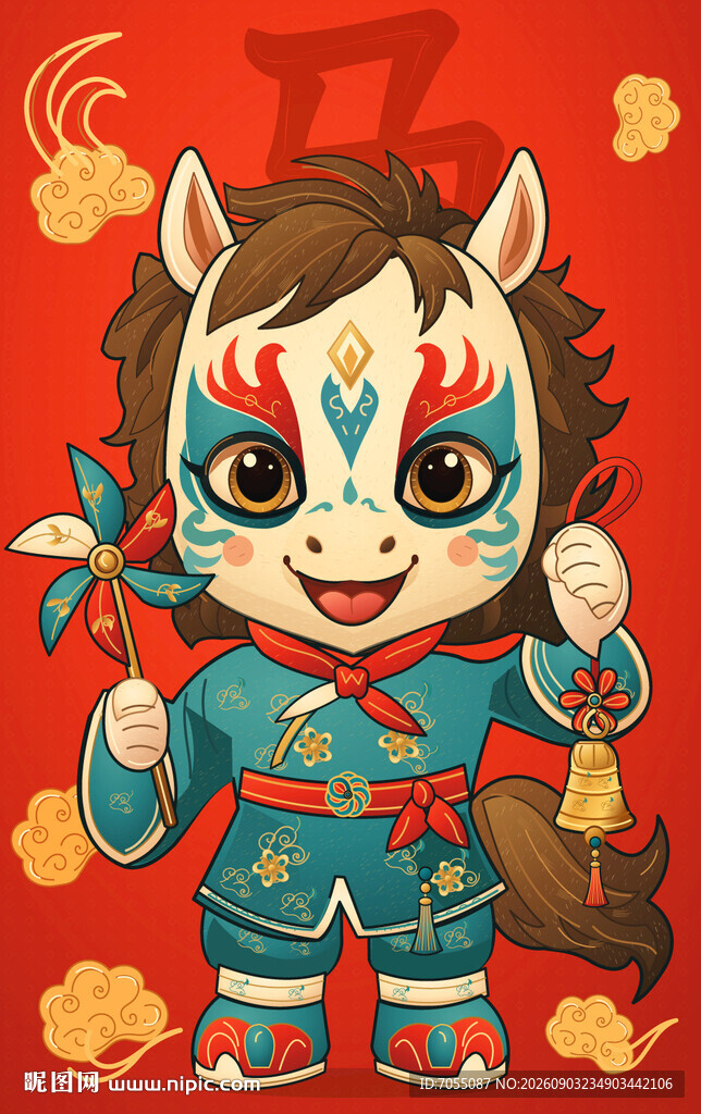 国潮生肖马骏马乘风