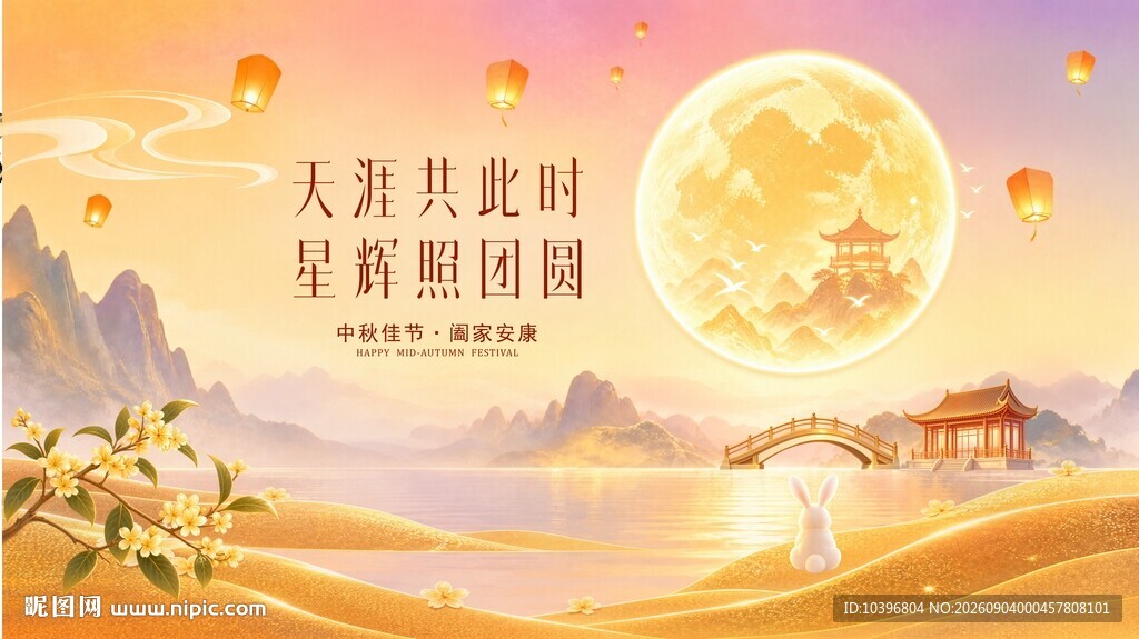 天兔共赴月星寄团圆