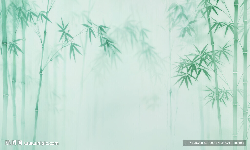 新中式国画水墨竹子