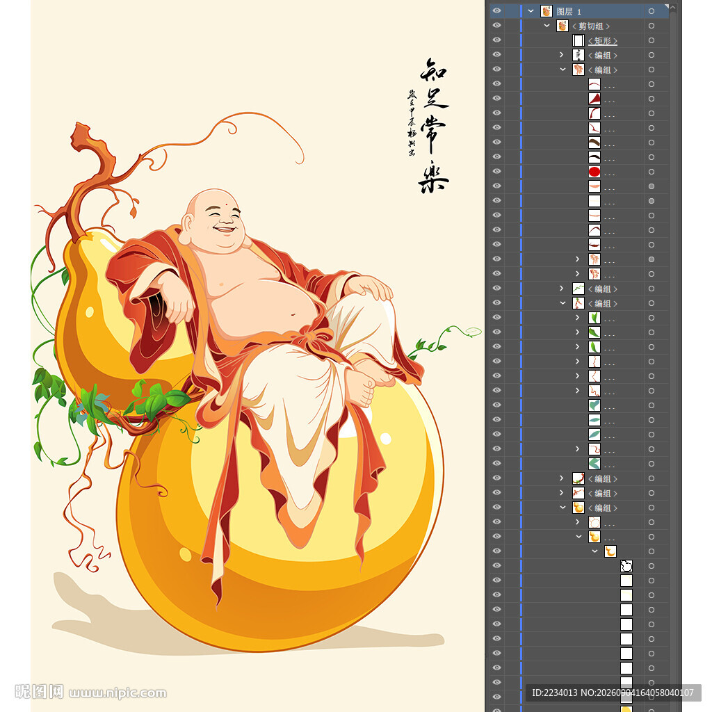 弥勒卧葫芦图