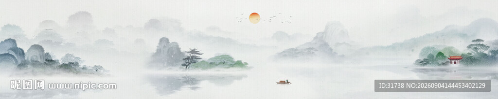 巨幅意境水墨山水画挂画
