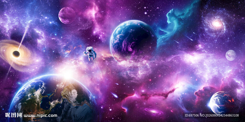 梦幻宇宙星球璀璨星空外太空背景
