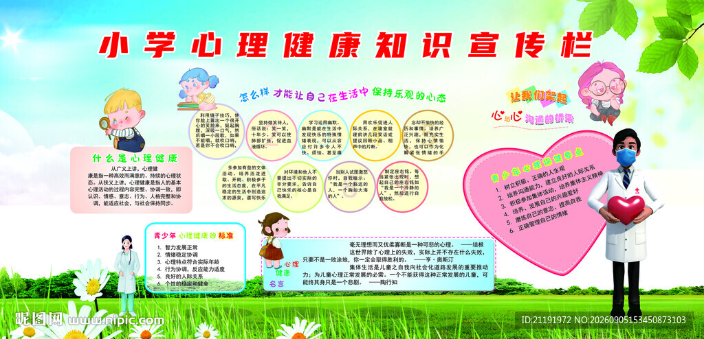 中小学生心理健康知识教育展板