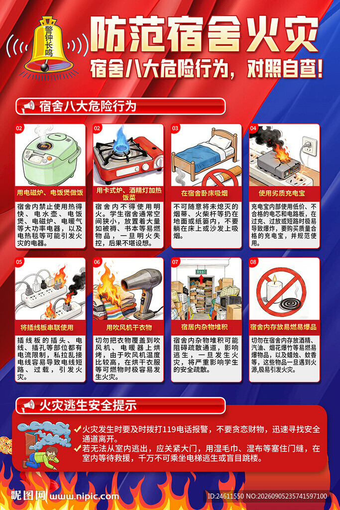 防范宿舍火灾宣传海报