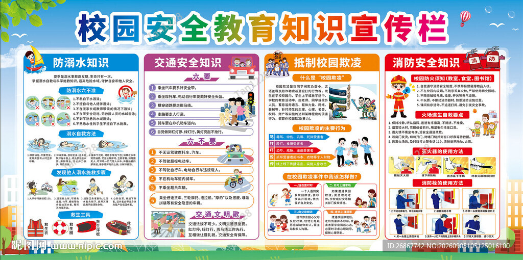 校园安全知识宣传展板