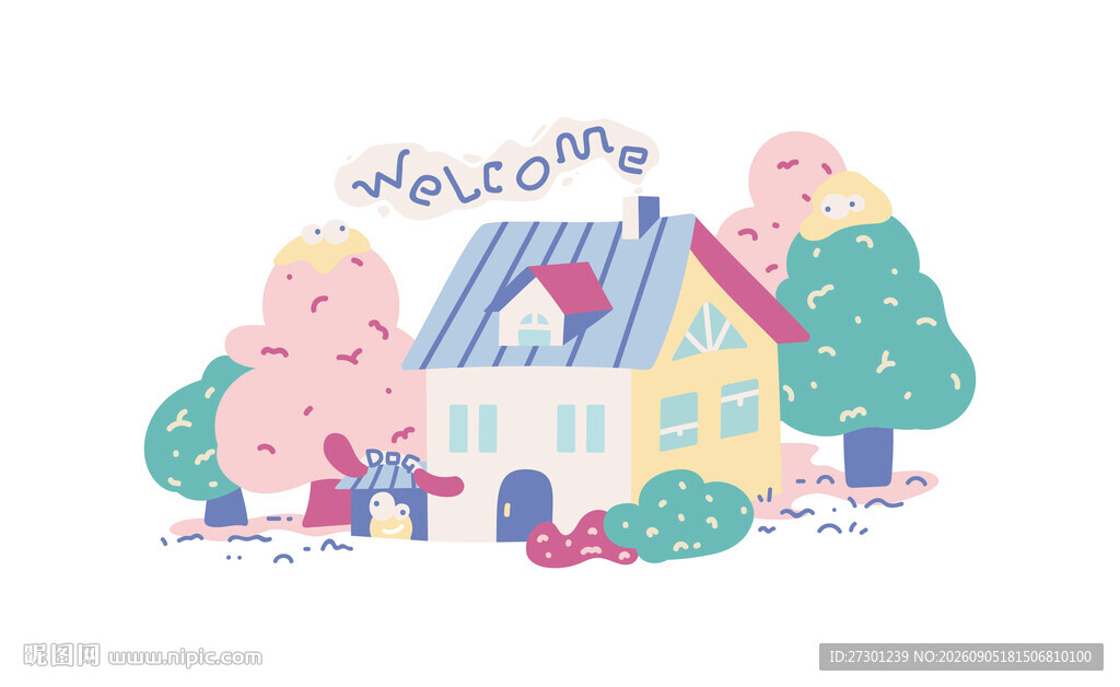 马卡龙矢量卡通小屋