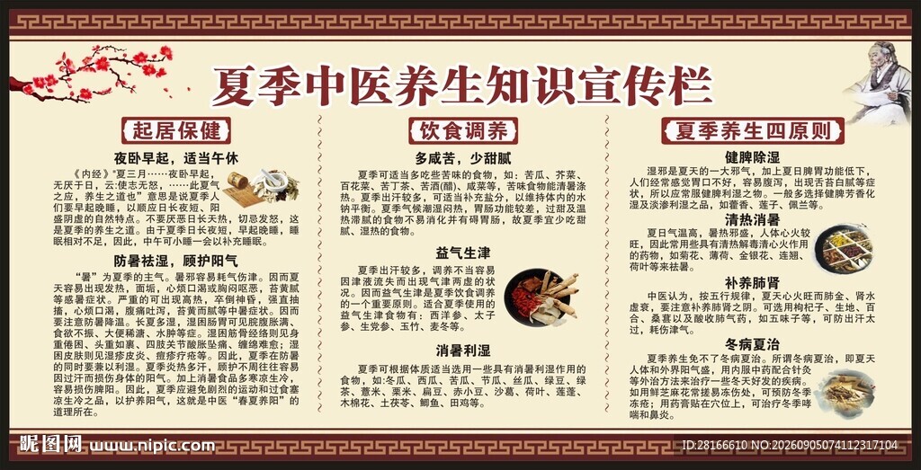 夏季中医健康教育知识宣传栏