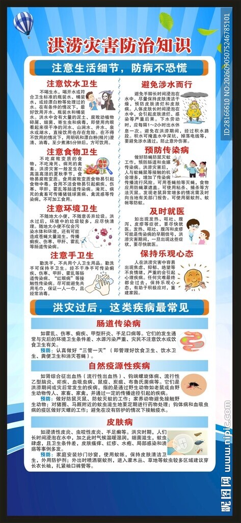 洪涝灾害防病知识展架