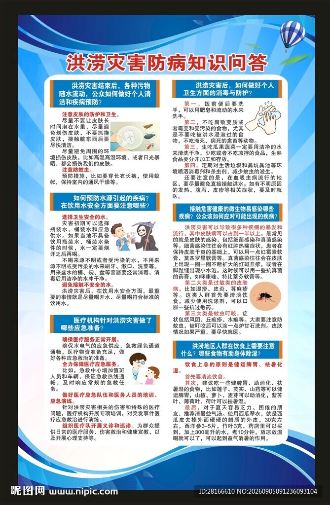 洪涝灾害防病知识海报