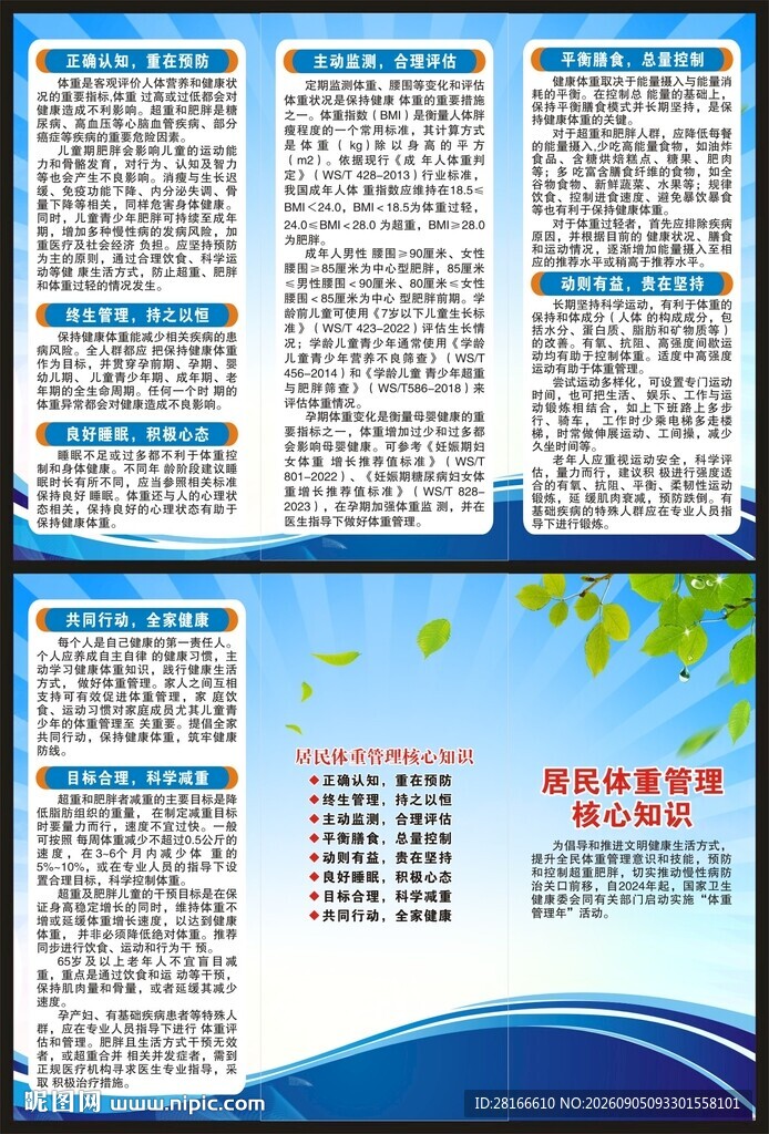 居民体重管理核心知识三折页