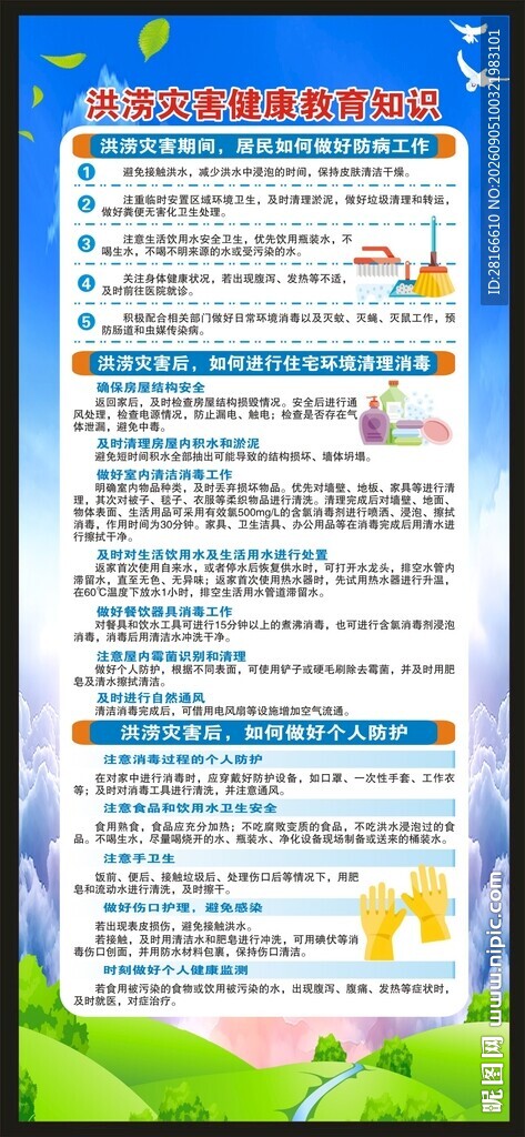洪涝灾害健康教育知识展架