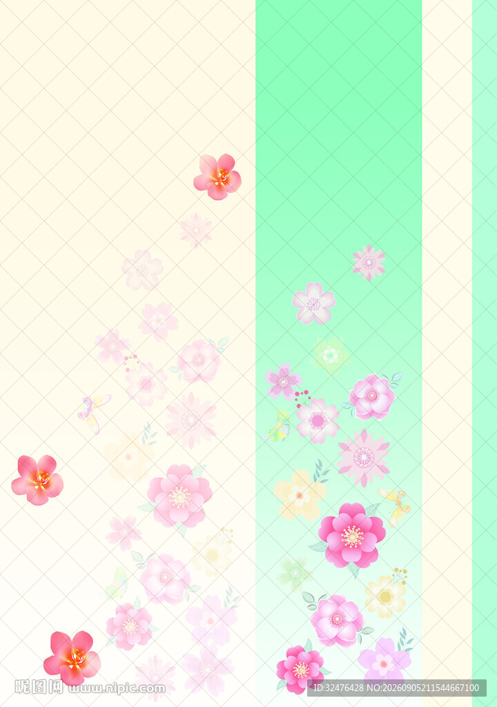 清新花卉蝴蝶背景图