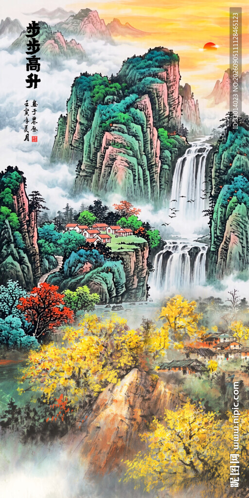 竖幅山水