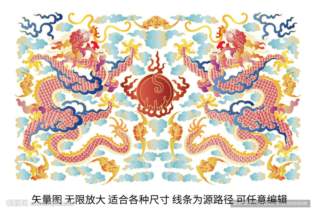 中国龙线描龙包装龙礼盒龙标签龙