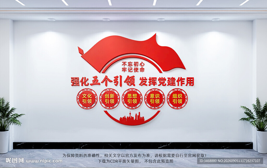 五个引领党建文化墙