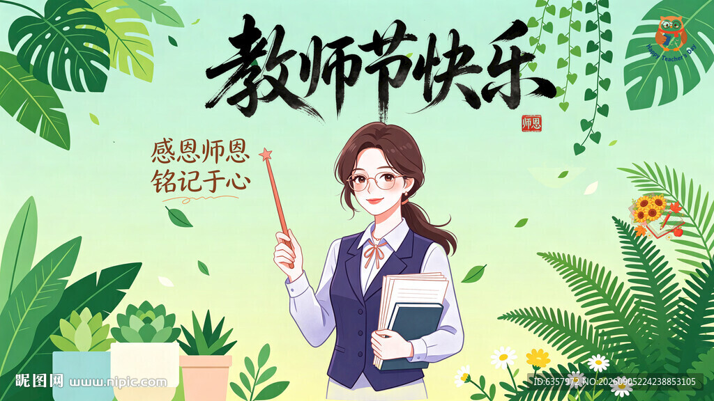 教师节快乐 卡通风格 