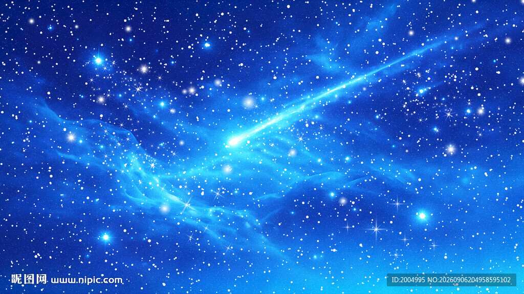 梦幻蓝色星空流星背景图