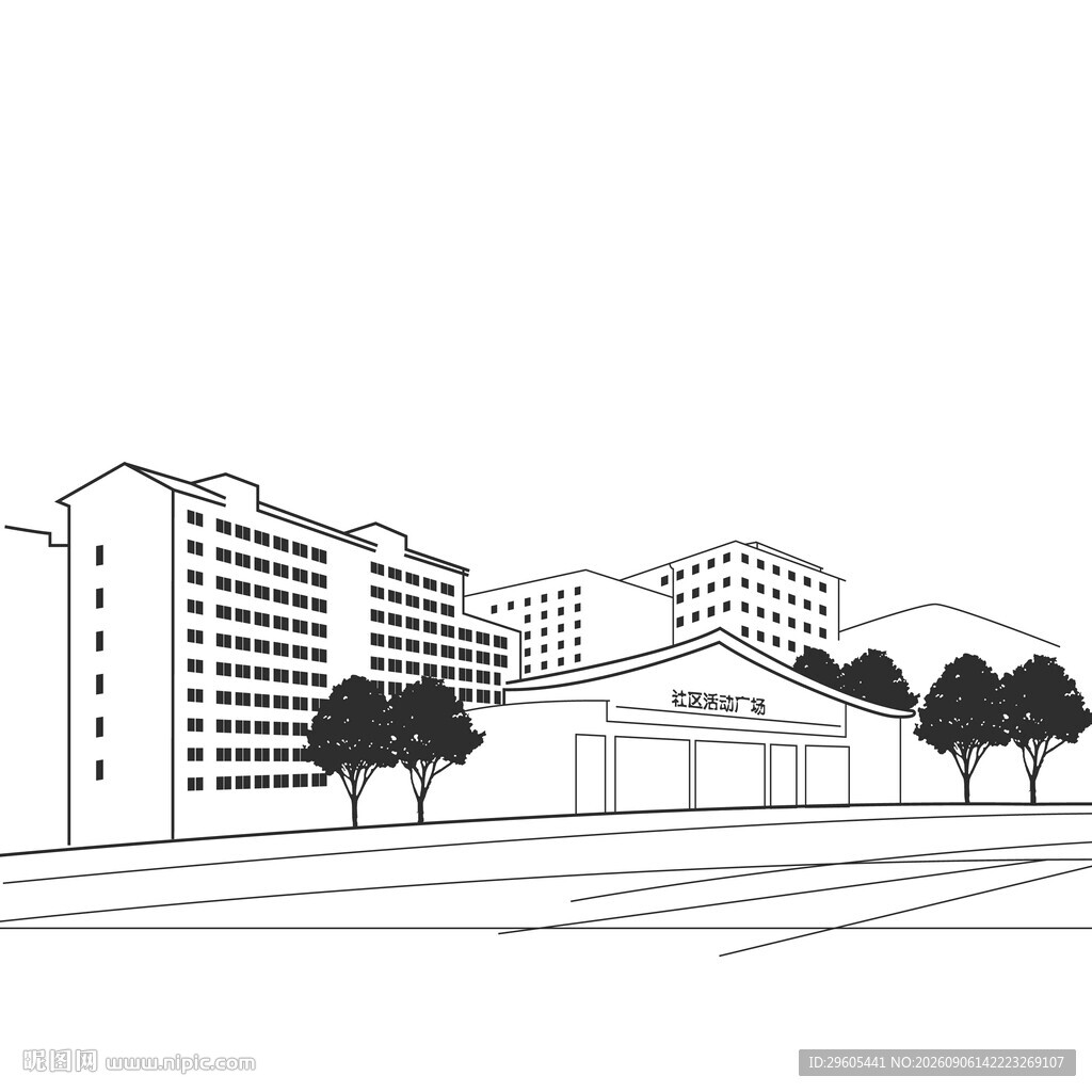 城市建筑线稿