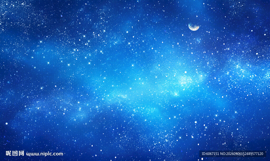 唯美蓝色星空星云装饰画背景图