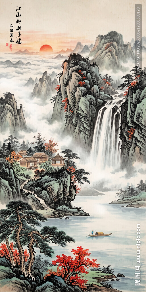 竖幅山水画