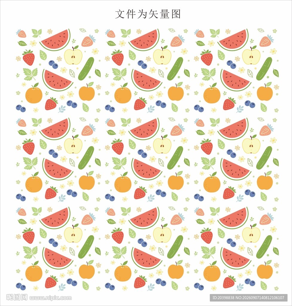 西瓜草莓蓝莓雪梨黄瓜叶子