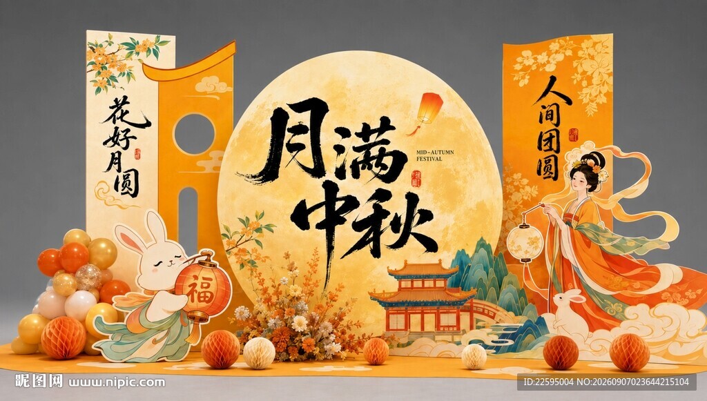 矢量中秋节日装饰美陈