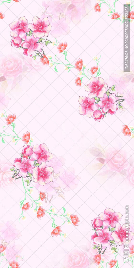 粉色花卉水彩背景图