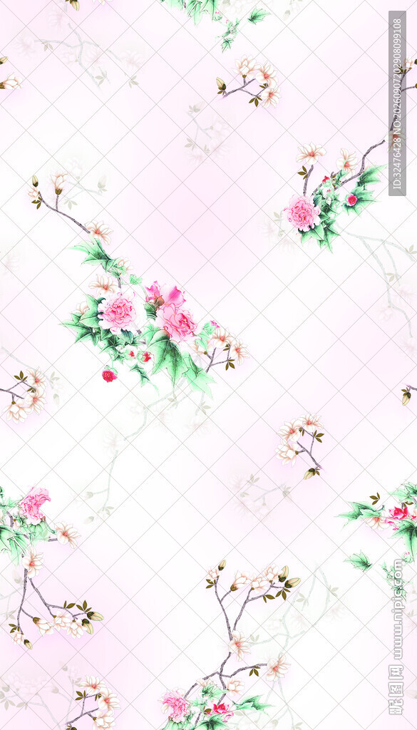 粉色花卉图案布料纹理