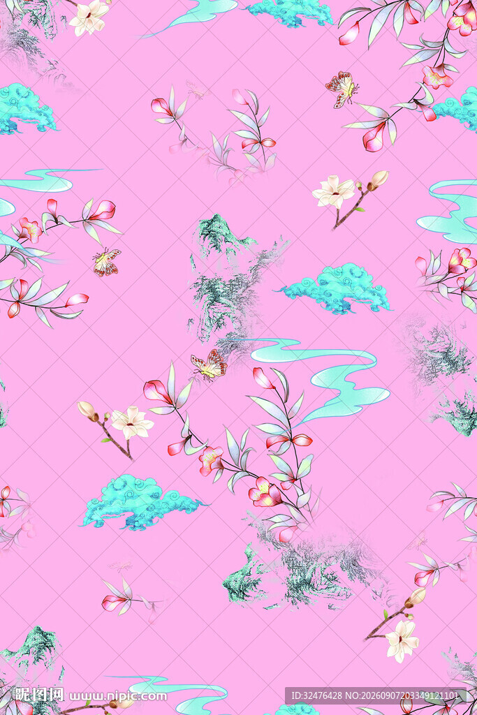 粉色花卉云纹图案背景