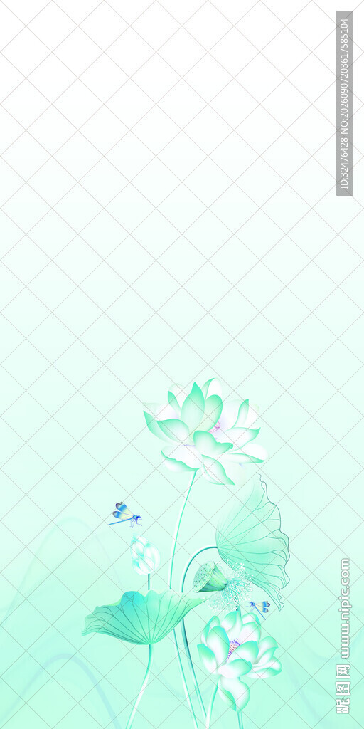 清新淡绿花卉背景图