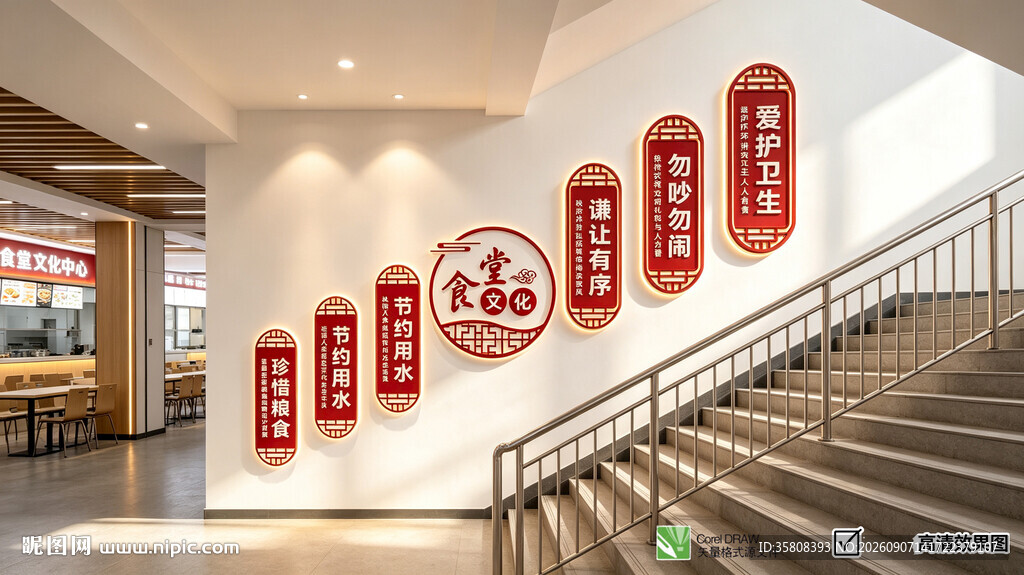 食堂楼梯文化墙