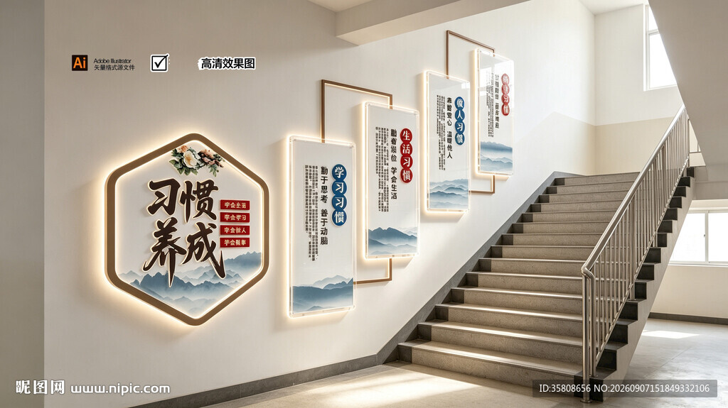 校园楼梯文化墙