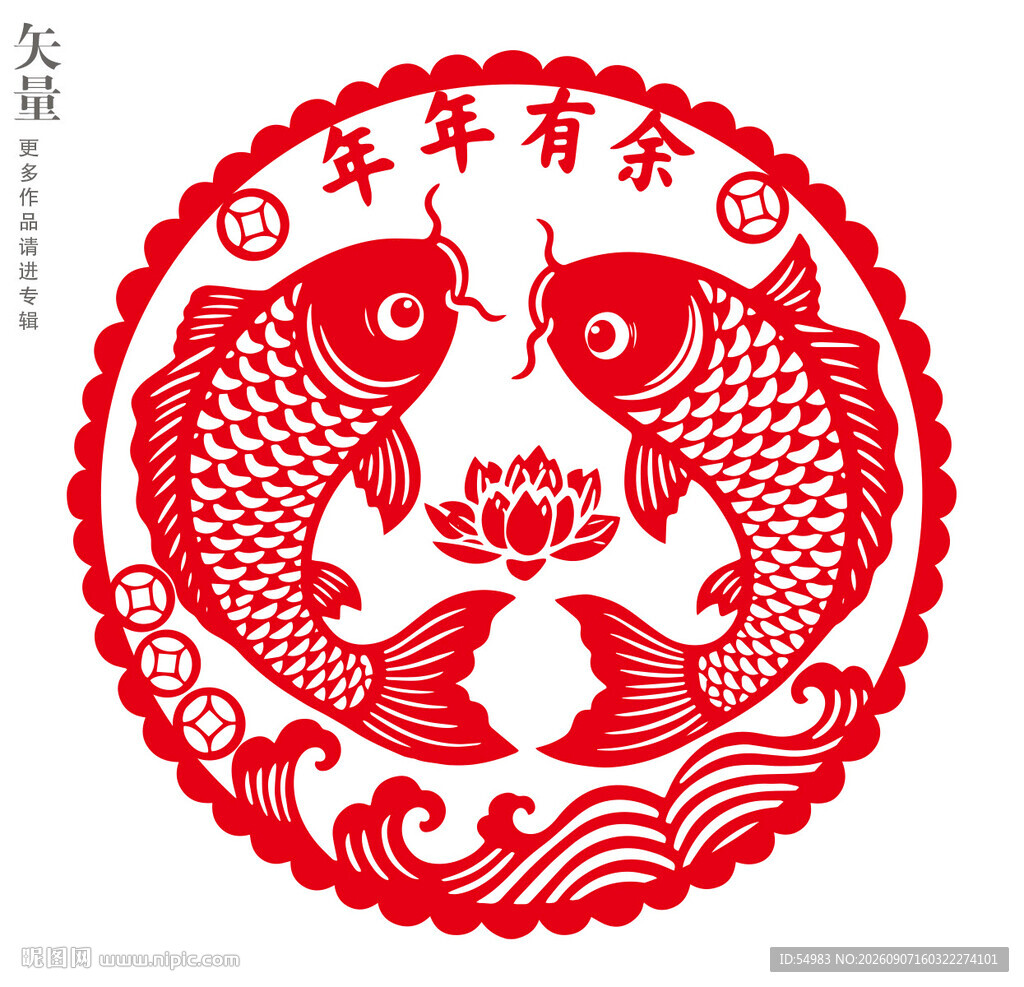 年年有余窗花静电贴