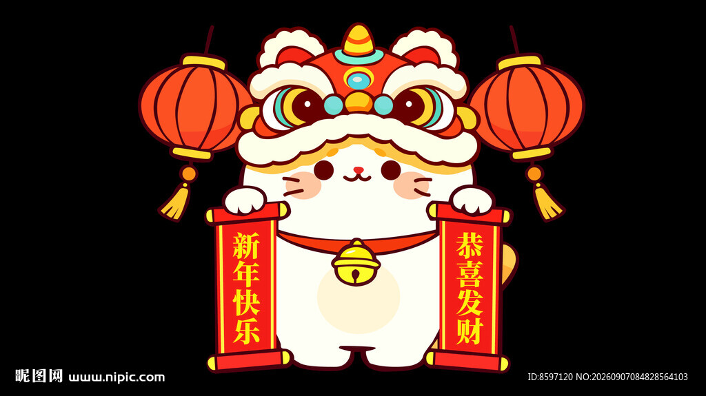 2027卡通招财猫插画