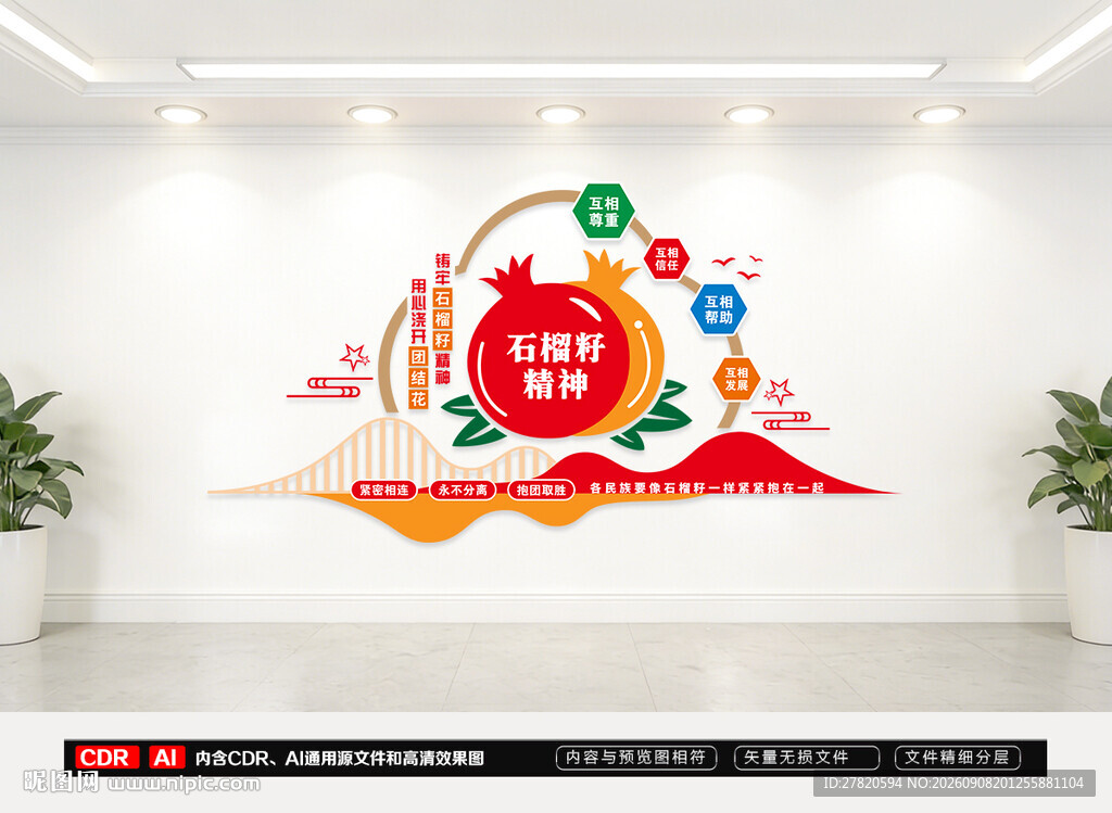 石榴籽精神民族团结文化墙