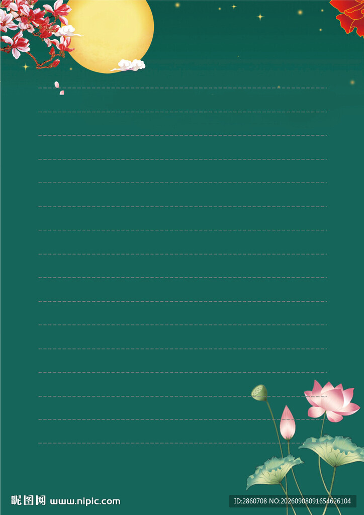中式月夜荷花背景图