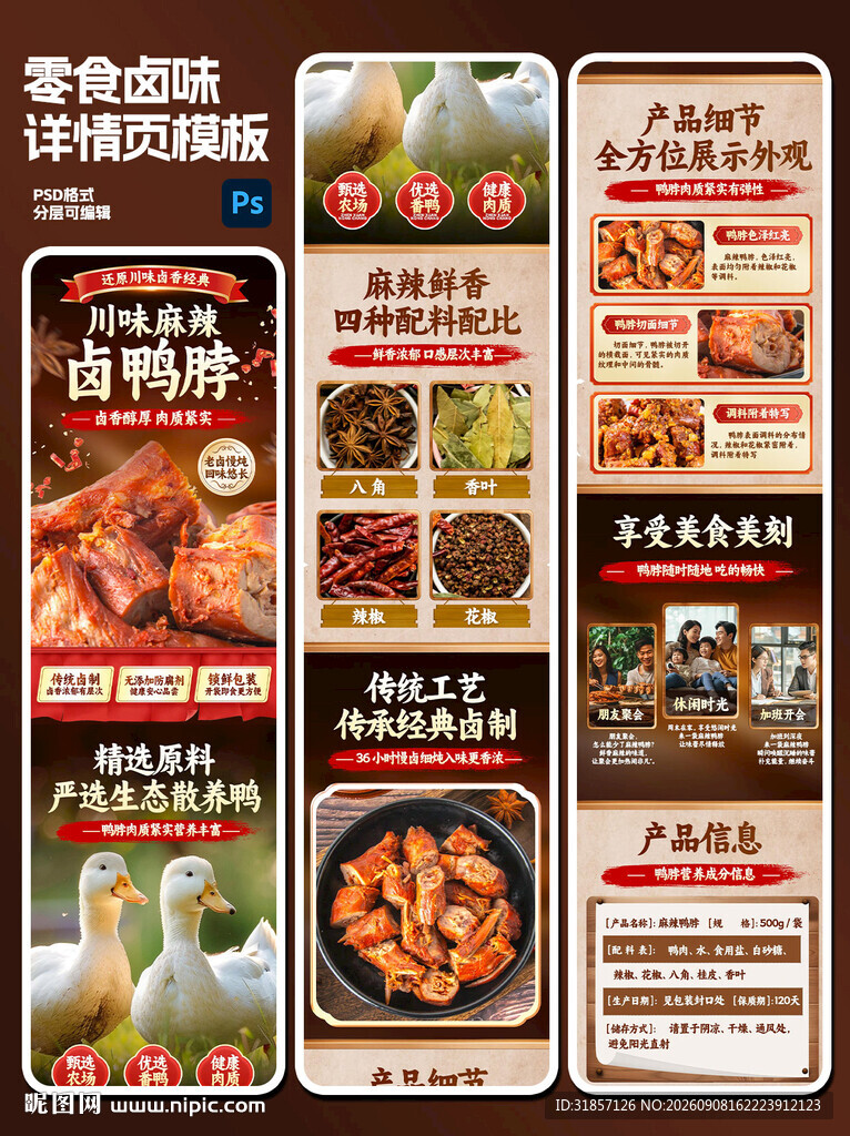 零食卤味麻辣鸭脖电商详情页