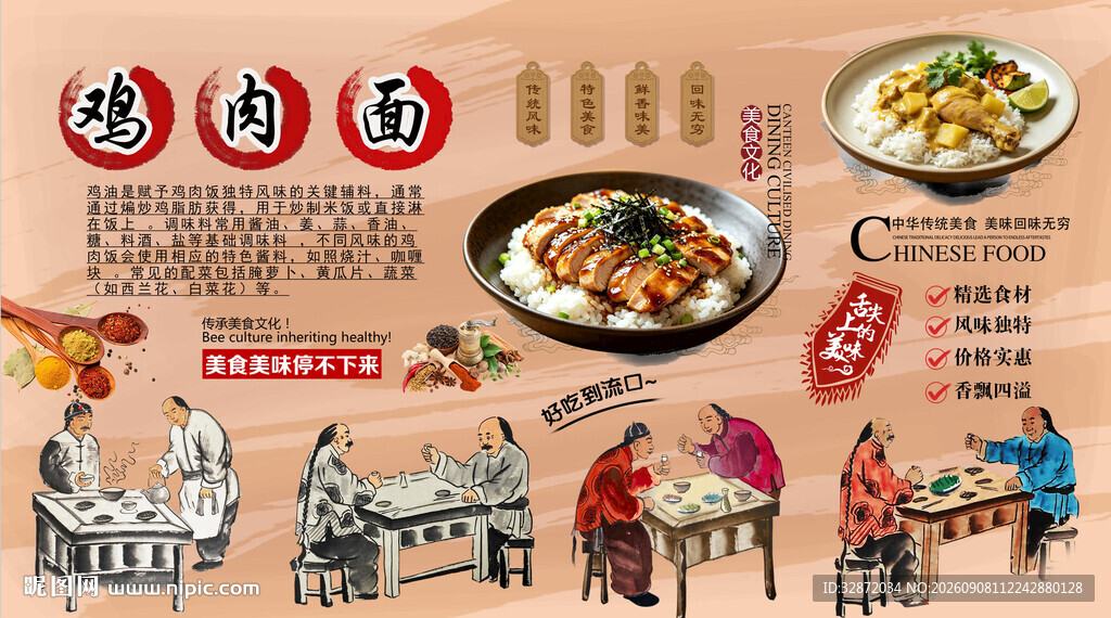 鸡肉面背景墙