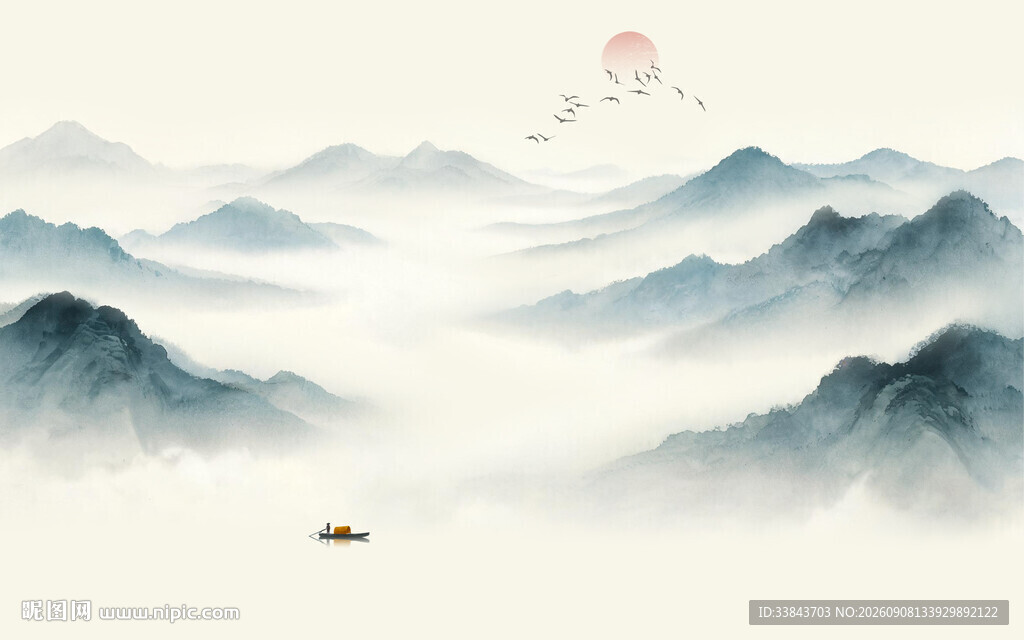 意境水墨山水画