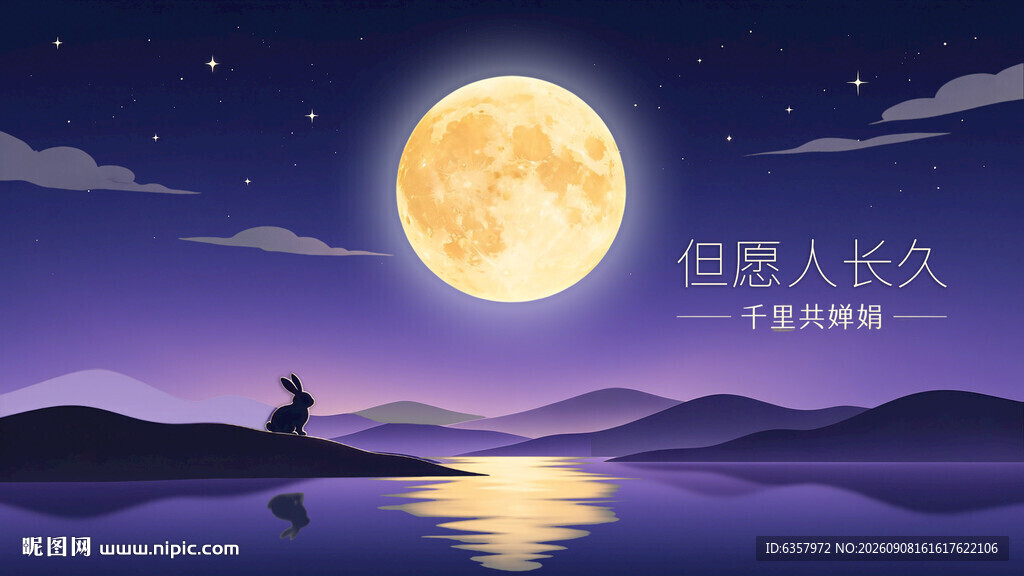 中秋海报 静谧月色 高级夜景