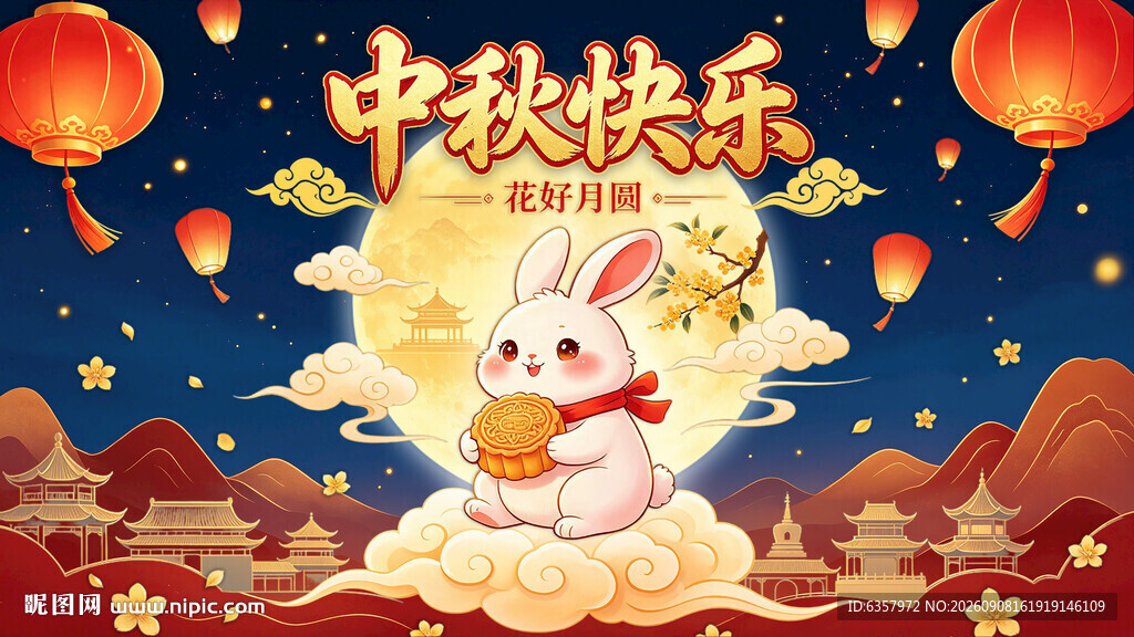 中秋玉兔贺佳节
