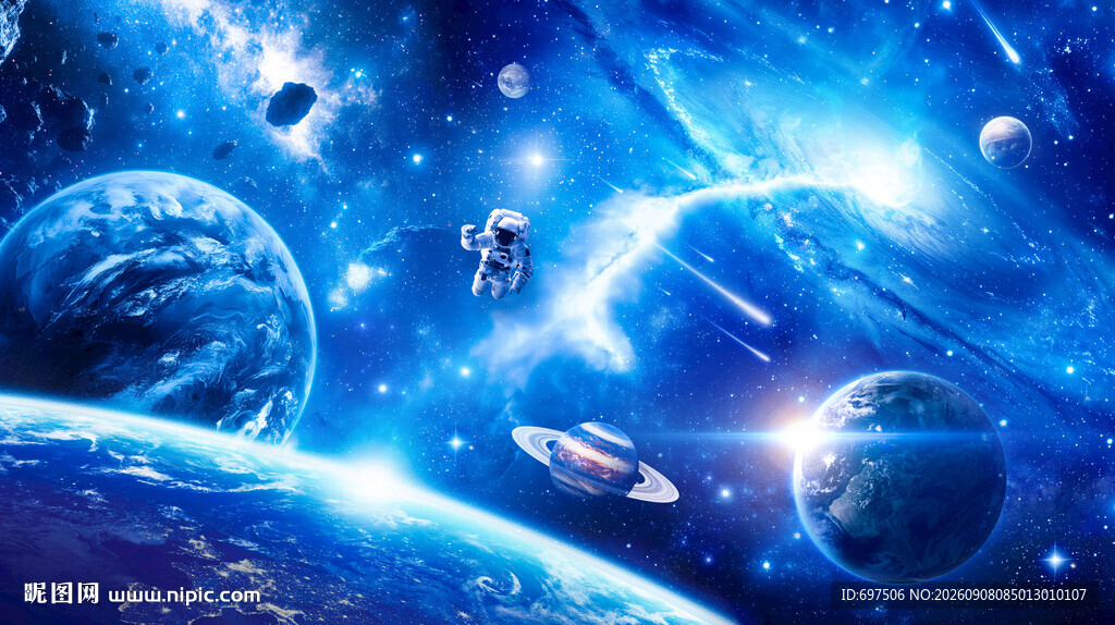 宇宙漩涡太空星球宇航员星空背景