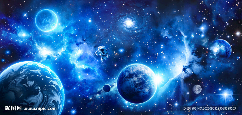 太空星球宇宙星空银河宇航员背景