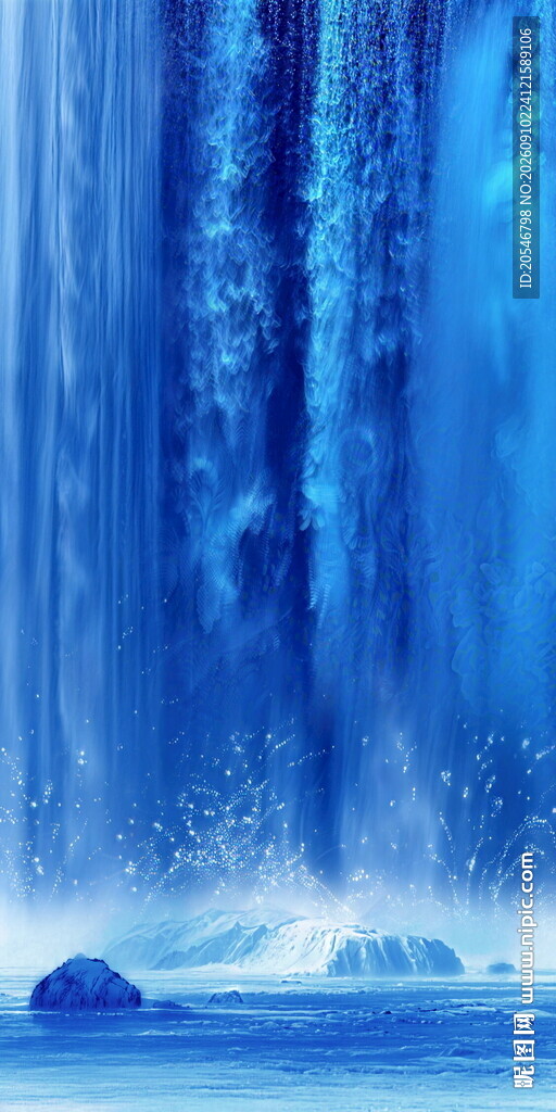 流水生成瀑布山水图
