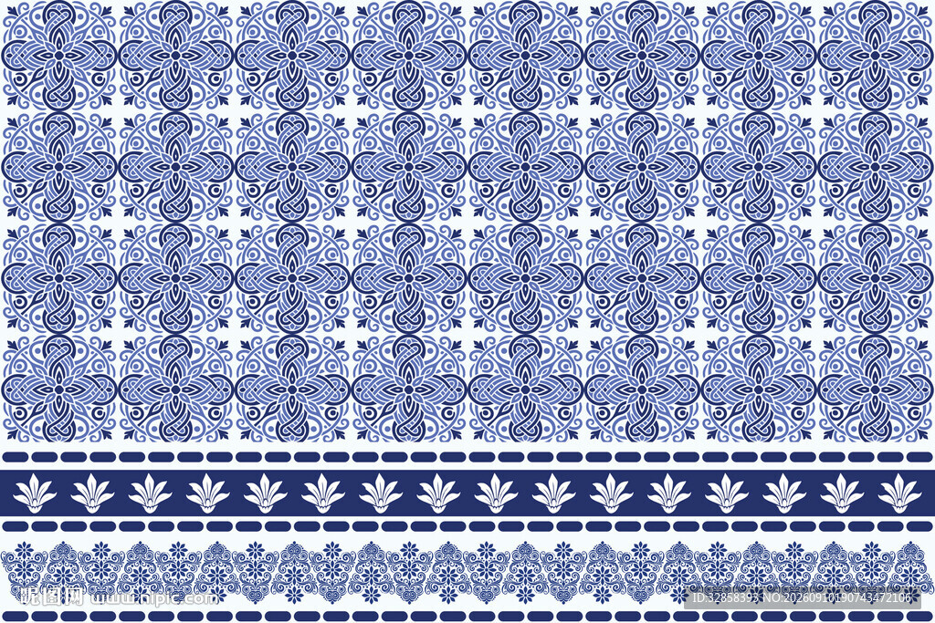 蓝白几何花纹图案设计