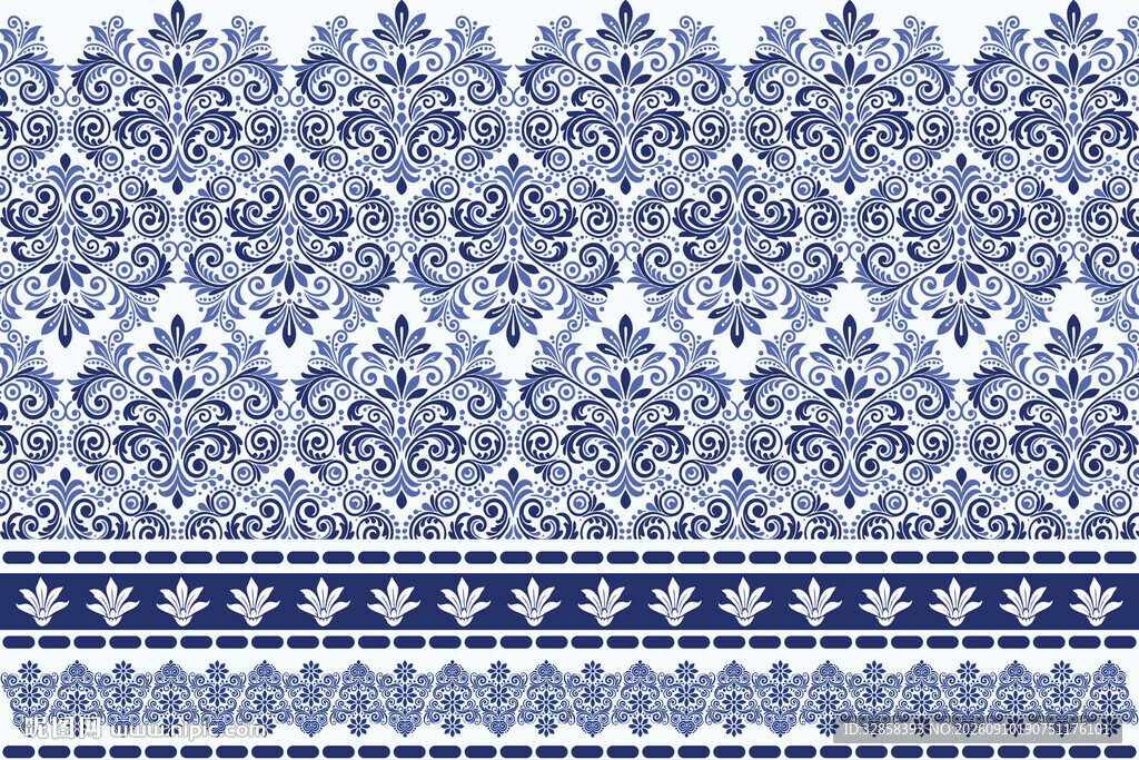 蓝白花纹图案设计